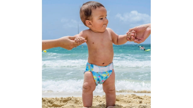 Freds Swim Academy Wasbare Zwemluier Zeedieren Maat 2 9-16 kg Blauw