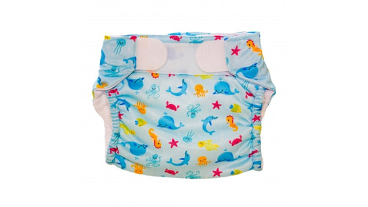 Freds Swim Academy Wasbare Zwemluier Zeedieren Maat 1 4-9 kg Blauw