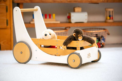 Kinderfeets 2-in-1 houten opbergkar & loopwagen - Wit