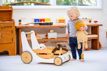 Kinderfeets 2-in-1 houten opbergkar & loopwagen - Wit