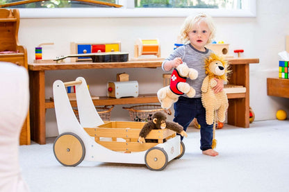 Kinderfeets 2-in-1 houten opbergkar & loopwagen - Wit