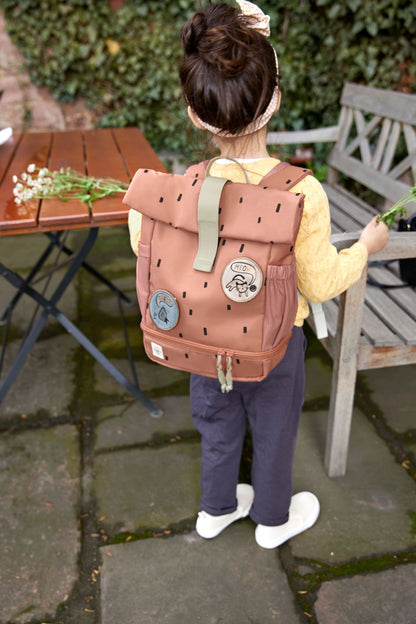 Mini Rolltop Backpack - Happy Prints, caramel