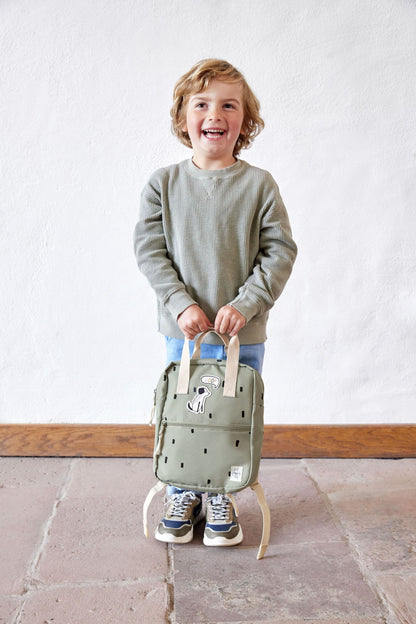 Mini Square Backpack - Happy Prints, light olive