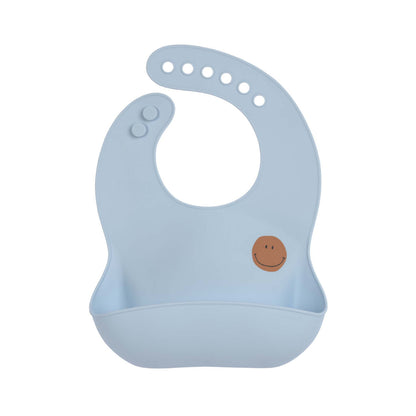 Silicone Bib - Happy Rascals, Smile sky blue