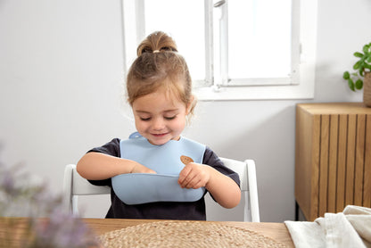 Silicone Bib - Happy Rascals, Smile sky blue