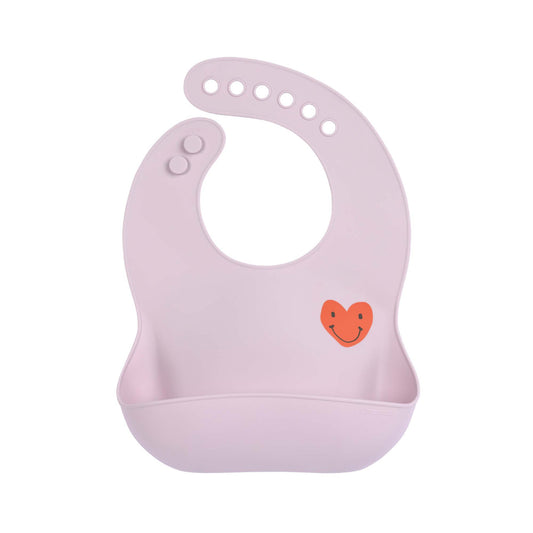 Silicone Bib - Happy Rascals, Heart lavender