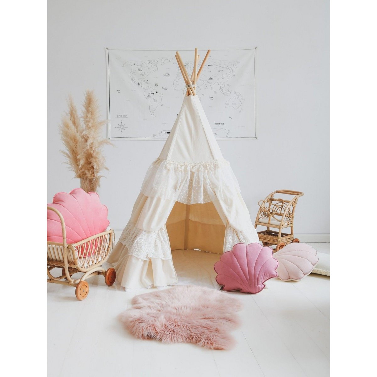 "Shabby Chic" Tipi-tent met ruches