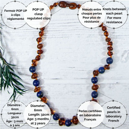 Amber en blauwe Lapis Lazuli - Babyketting