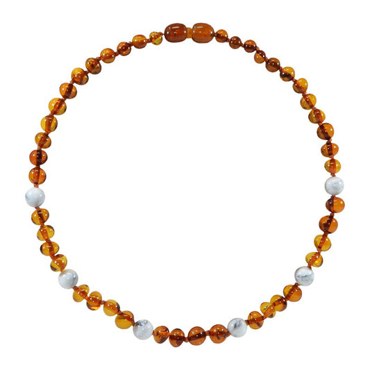 Babyketting van amber en natuursteen - Cognac en Howliet