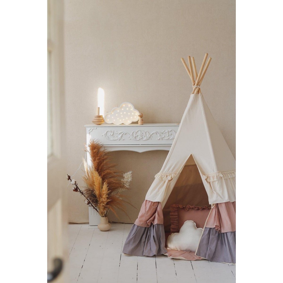 Tipi-tent "Powder Frills" met franje