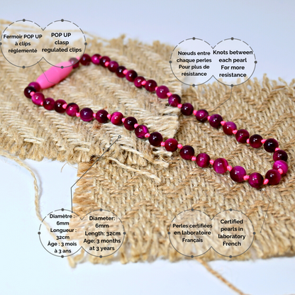 BABYKETTING VAN NATUURSTEEN: Roze Tijgeroog