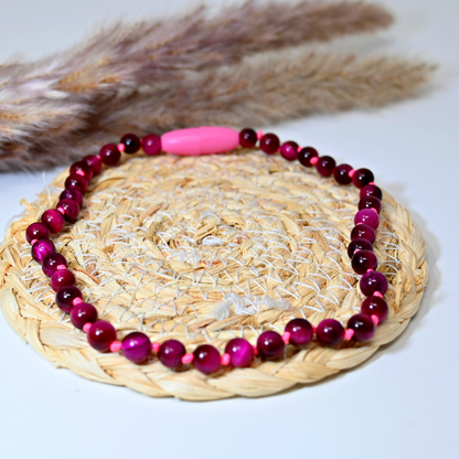 BABYKETTING VAN NATUURSTEEN: Roze Tijgeroog