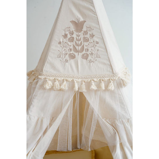 Tipi-tent "Boho" met ruches en borduursels