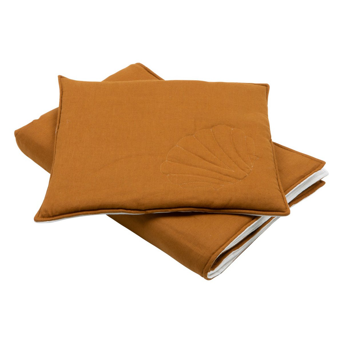 Linnen schelp dekbedset met kussen "Caramel"