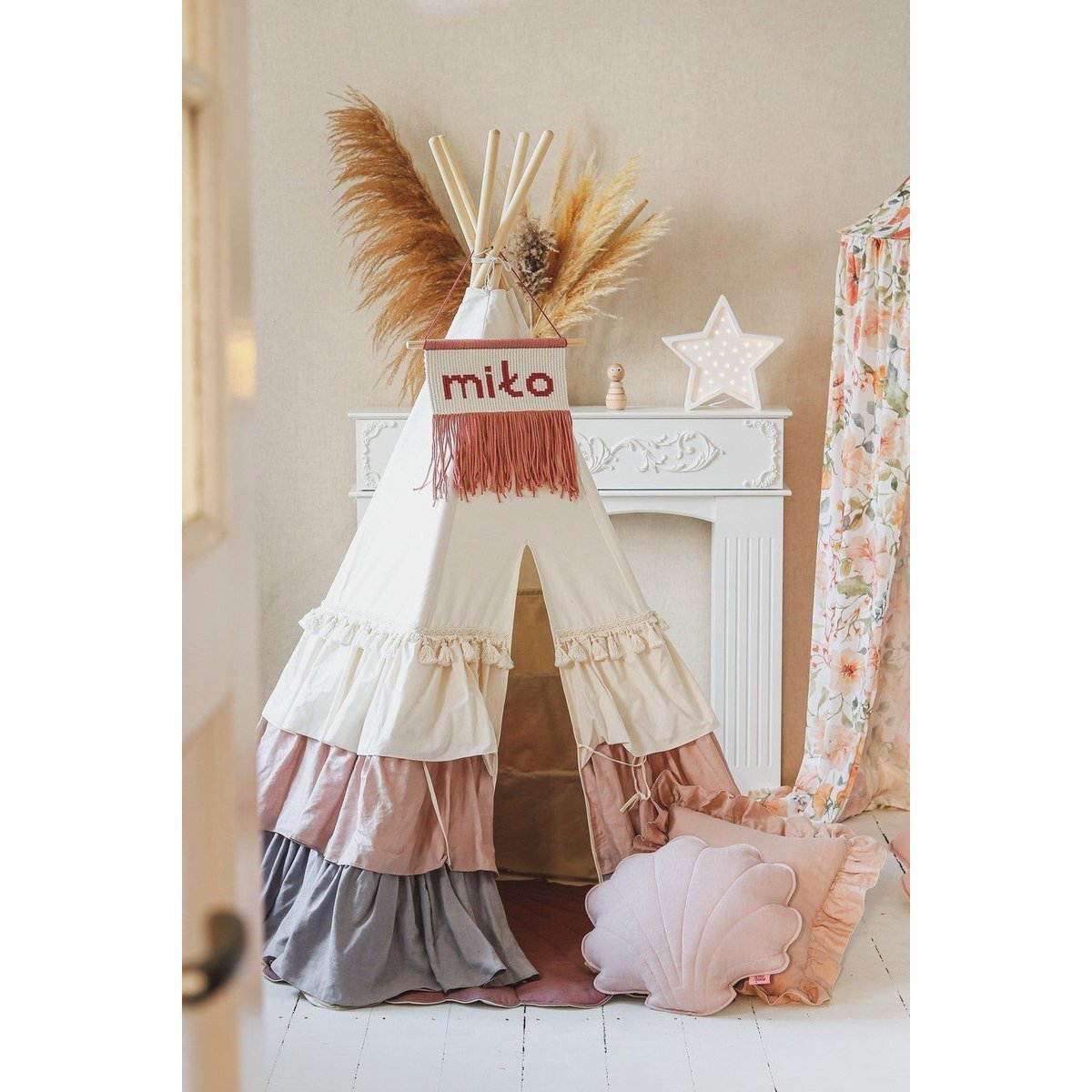 Tipi-tent "Powder Frills" met franje