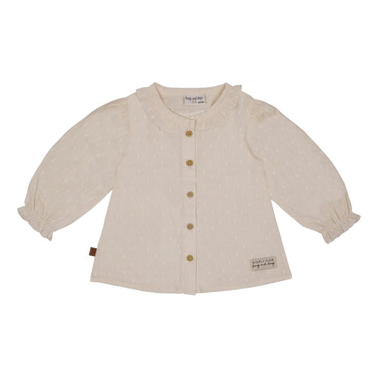 Geweven stippenblouse | Beige