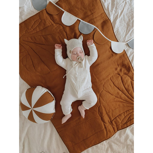 Linnen schelp dekbedset met kussen "Caramel"