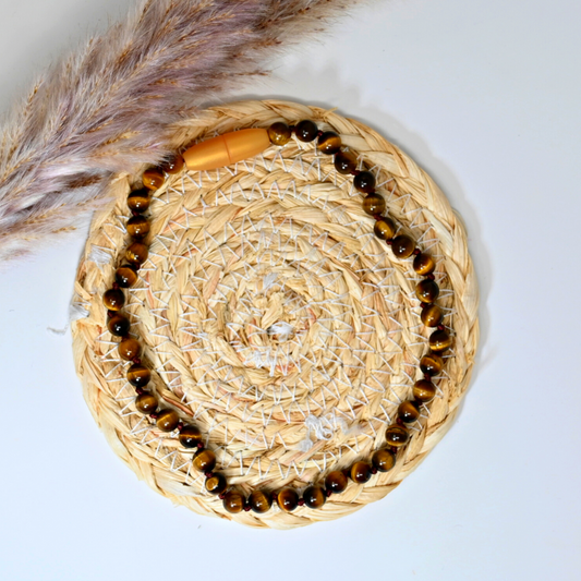 BABYKETTING VAN NATUURSTEEN: Bruin Tijgeroog