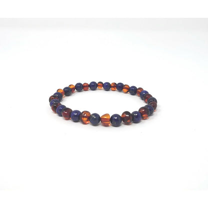 Armband voor volwassenen Amber Cognac/Lapis Lazuli