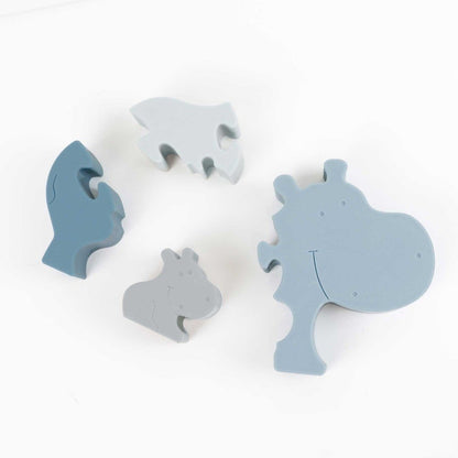 Alfie siliconenpuzzel Nijlpaard Blauw