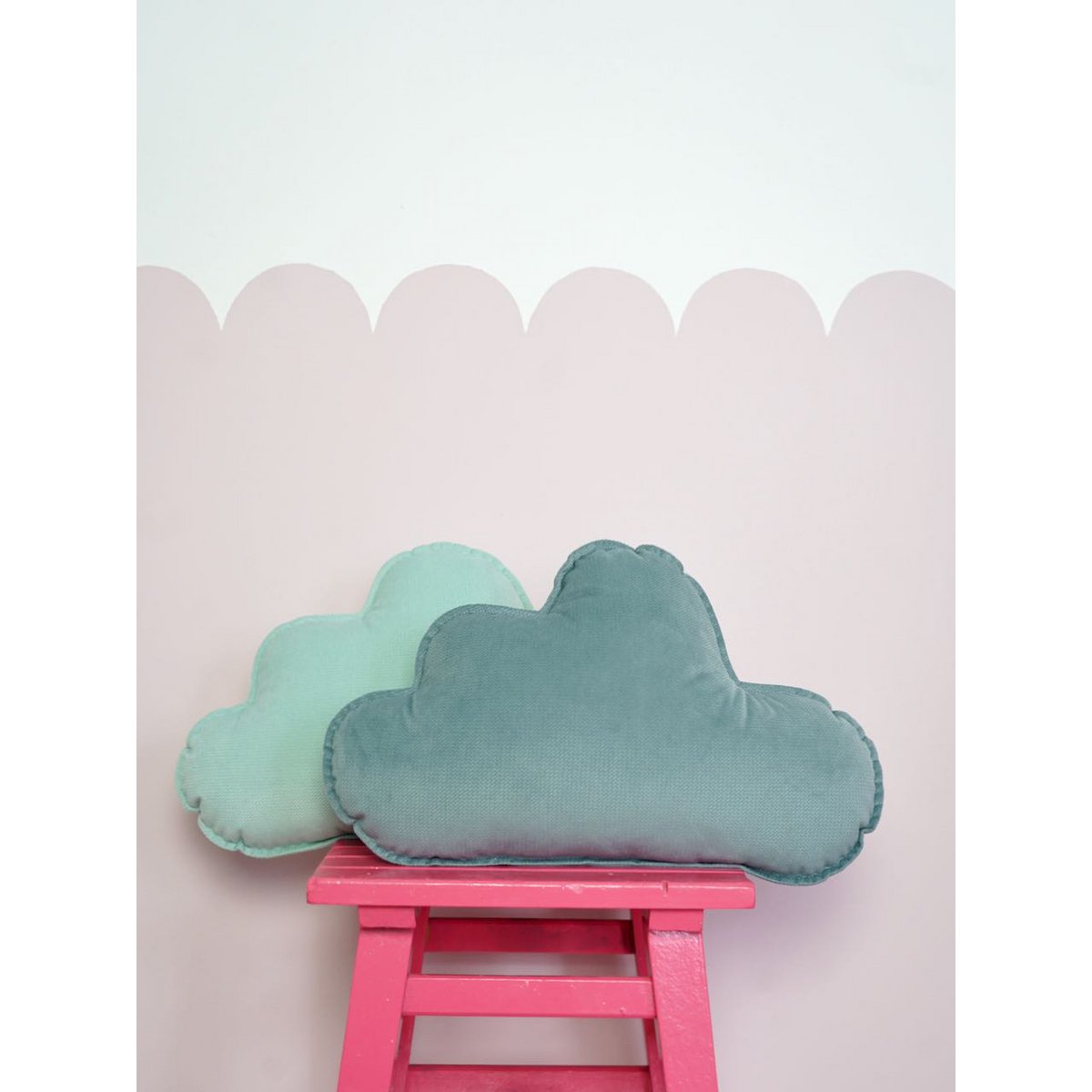 Fluweel Wolkenkussen voor babykamer "Grijs mint"