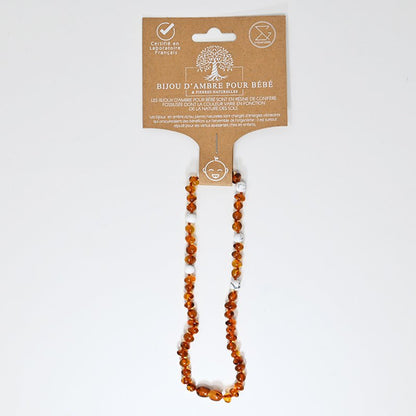 Babyketting van amber en natuursteen - Cognac en Howliet