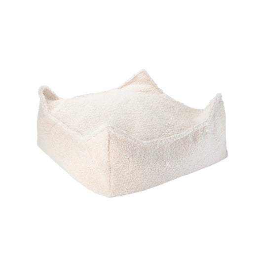 Vierkante Poef - Ottoman Teddy - Cream White