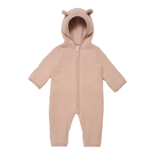 Fleece Pram Suit Ears- Dusty Rose