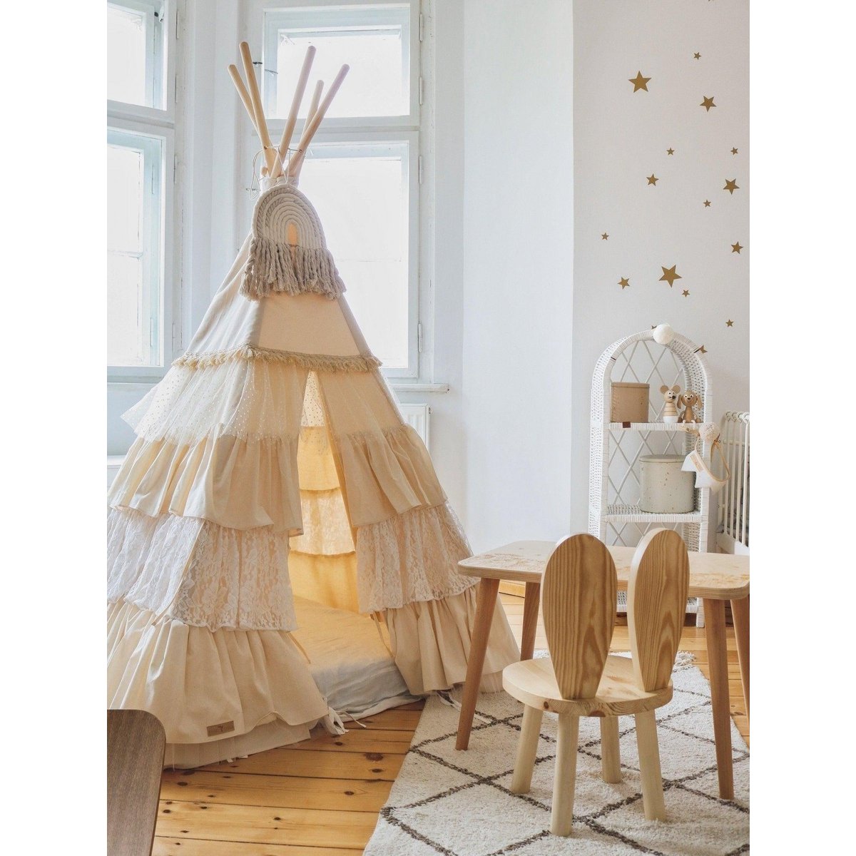 "Shabby Chic" Tipi-tent met ruches