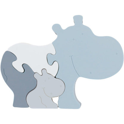 Alfie siliconenpuzzel Nijlpaard Blauw