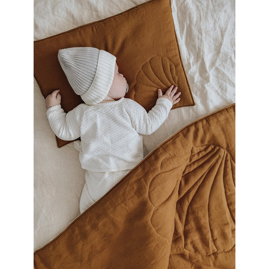 Linnen schelp dekbedset met kussen "Caramel" Groot formaat