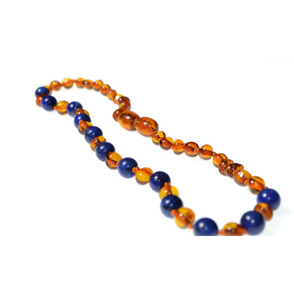 Amber en blauwe Lapis Lazuli - Babyketting