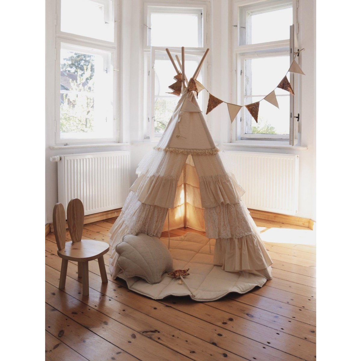 "Shabby Chic" Tipi-tent met ruches