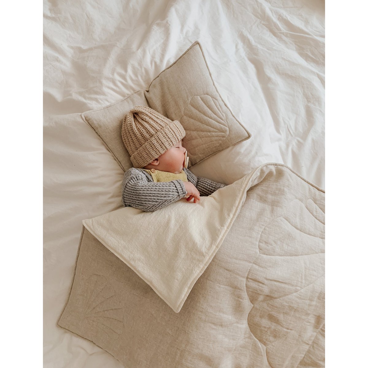 Linnen schelp dekbedset met kussen "Zand"