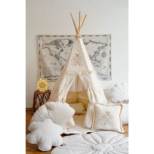 Tipi "Boho" met franjes en mattenset