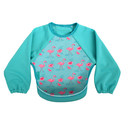 Neopreen slabbetje met raglanmouwen flamingo's