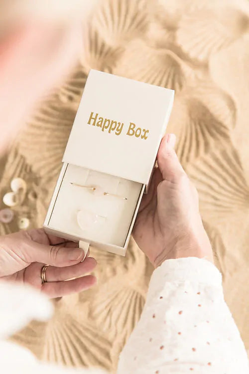 Happy Box set met armbandje en extra edelsteen hartje Rozenkwarts