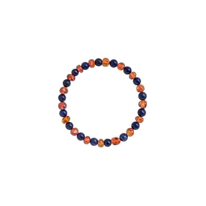 Armband voor volwassenen Amber Cognac/Lapis Lazuli