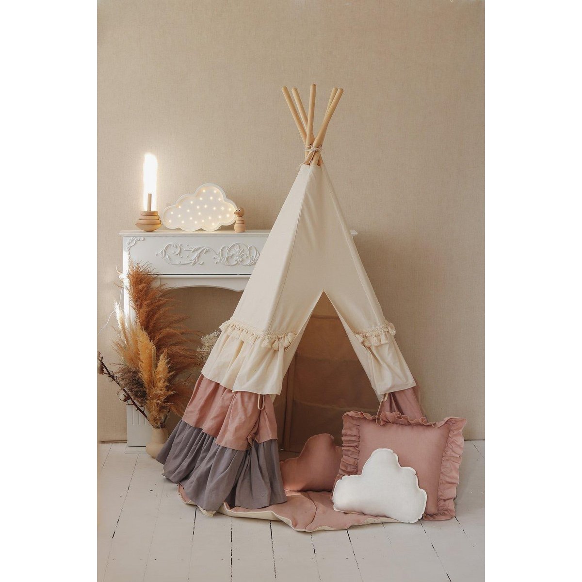 Tipi-tent "Powder Frills" met franje