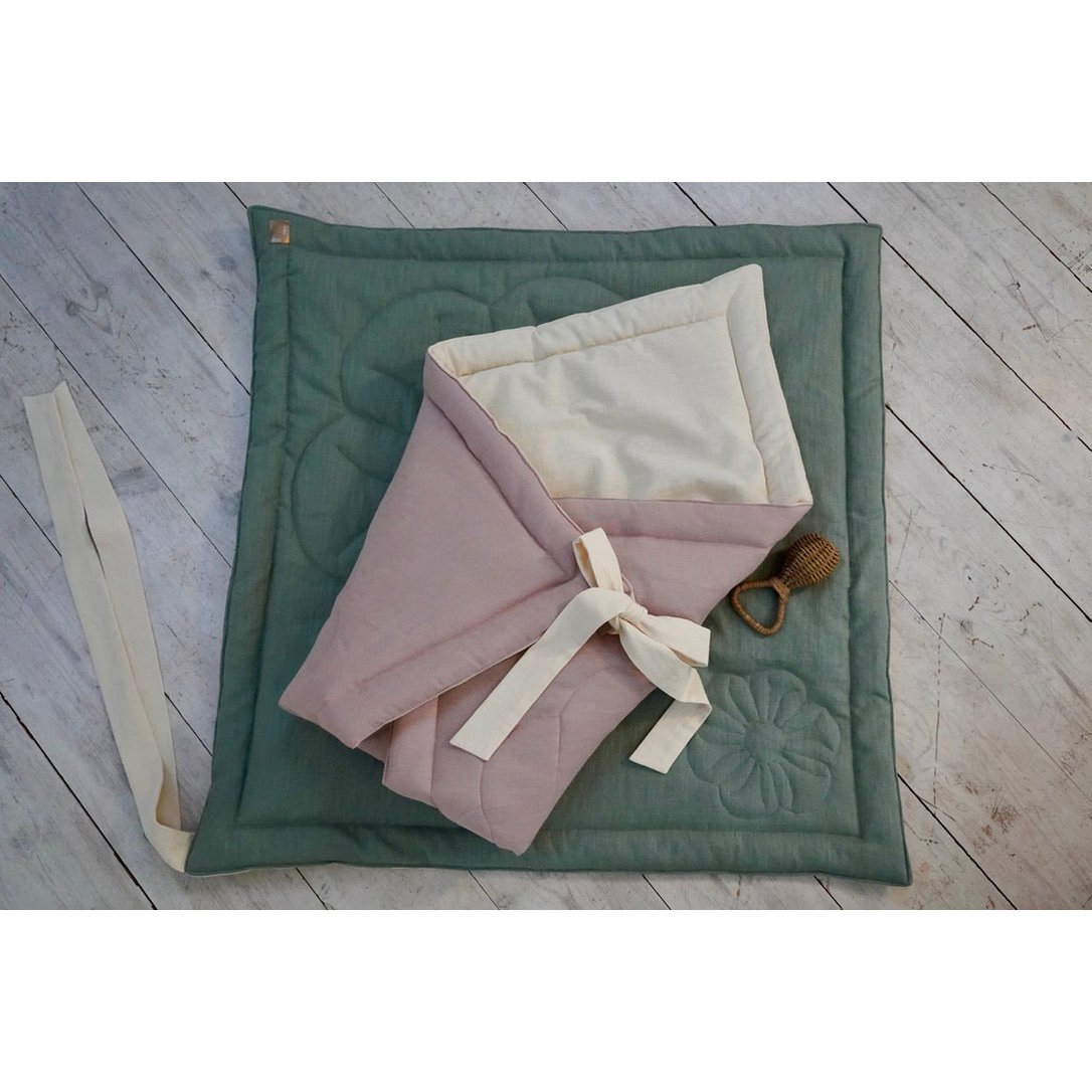 Linnen schelp Babywrap "Poederroze"