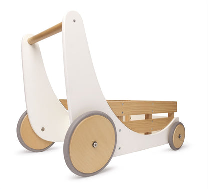 Chariot de rangement et déambulateur en bois 2 en 1 Kinderfeets - Blanc