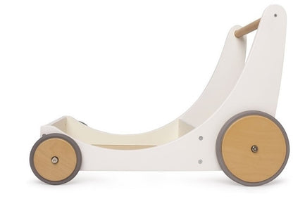 Chariot de rangement et déambulateur en bois 2 en 1 Kinderfeets - Blanc