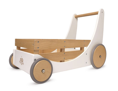 Chariot de rangement et déambulateur en bois 2 en 1 Kinderfeets - Blanc