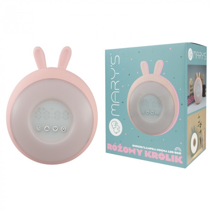 ALARM CLOCK / LED LAMP - Bunny - Pink